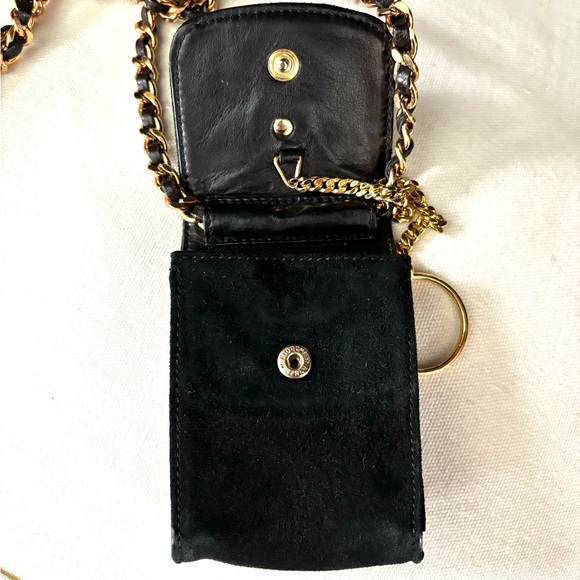 Auth. Chanel CC Logo Black Suede Chain Key Holder Case Pouch - Picture 5 of 11